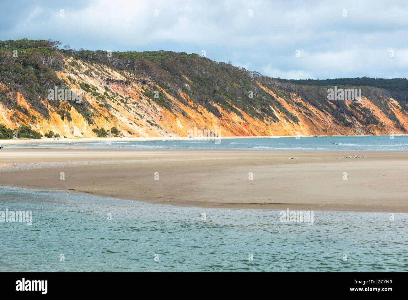 Doppelte Insel Punkt und die farbigen Sand von Rainbow Beach, Great Sandy Nationalpark, Queensland, Australien Stockfoto