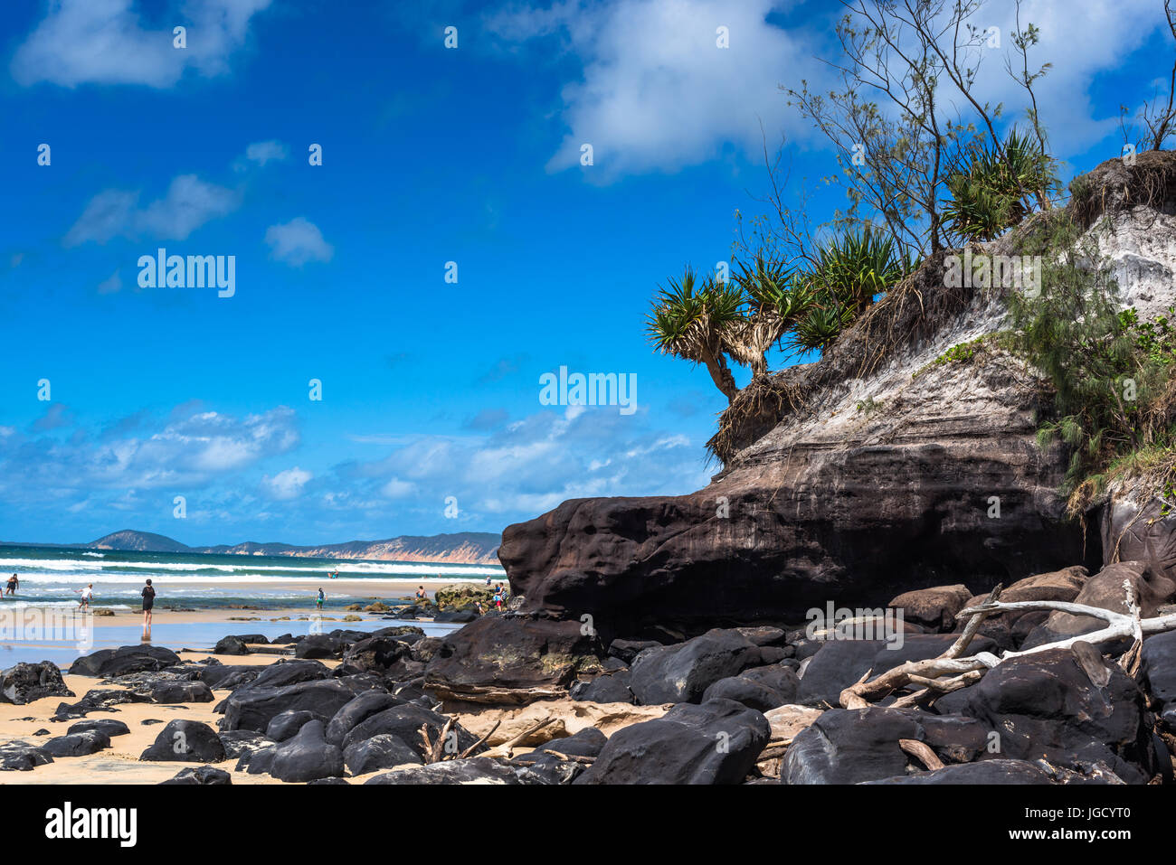 Doppelte Insel Punkt und die farbigen Sand von Rainbow Beach, Great Sandy Nationalpark, Queensland, Australien Stockfoto