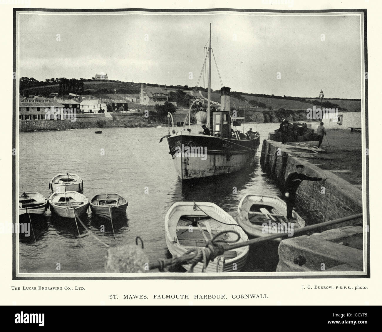 St. Mawes, Hafen von Falmouth, Cornwall, c. 1913. Von John Charles BURROW Stockfoto