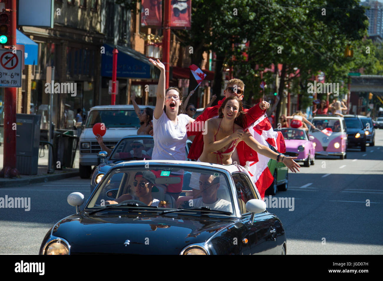 Junge Kanadier feiert Kanada 150 Tag in Vancouver, 1. Juli 2017, Kanada Tag 150, Vancouver, Kanada Stockfoto