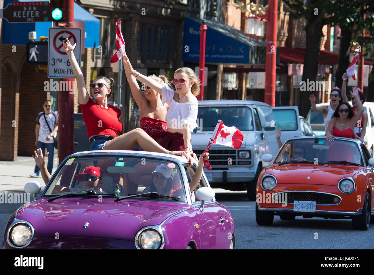 Junge Kanadier feiert Kanada 150 Tag in Vancouver, 1. Juli 2017, Kanada Tag 150, Vancouver, Kanada Stockfoto