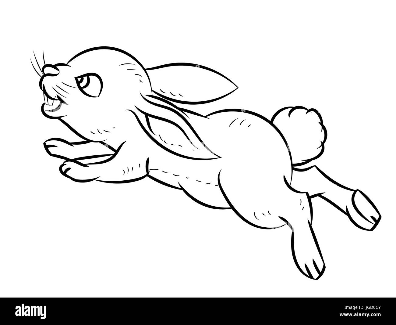 Hand gezeichnete Skizze des Kaninchens isoliert, schwarz / weiß-Cartoon-Vektor-Illustration für Coloring Book - Linie gezeichnet Vektor Stock Vektor