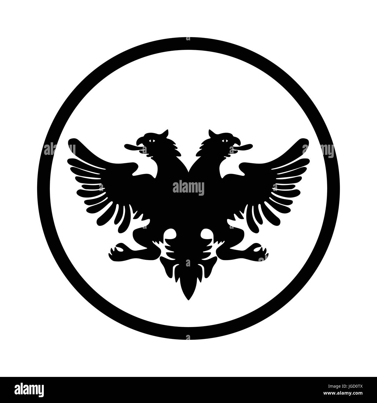 Symbol für Albanien Symbol und Wahrzeichen in einem Kreis auf weißem Hintergrund. Vektor Designikonen. Stock Vektor