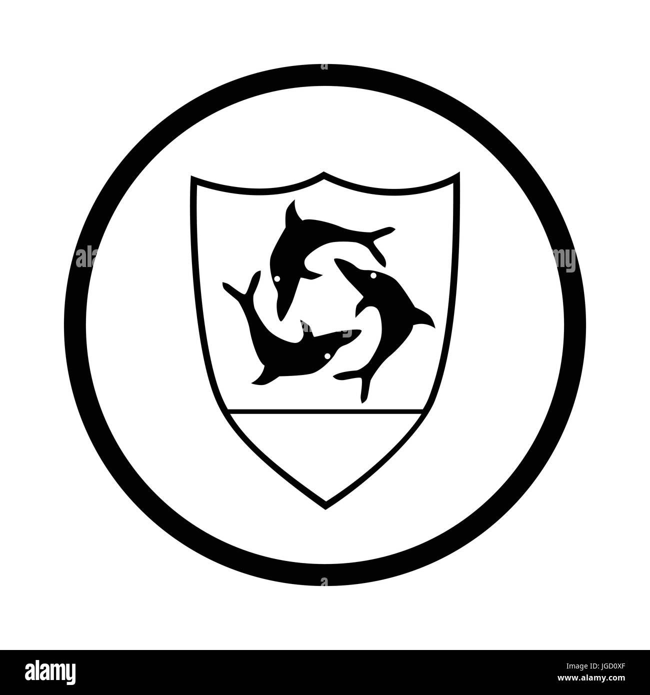 Symbol für Anguilla Symbol und Wahrzeichen in einem Kreis auf weißem Hintergrund. Vektor Designikonen. Stock Vektor