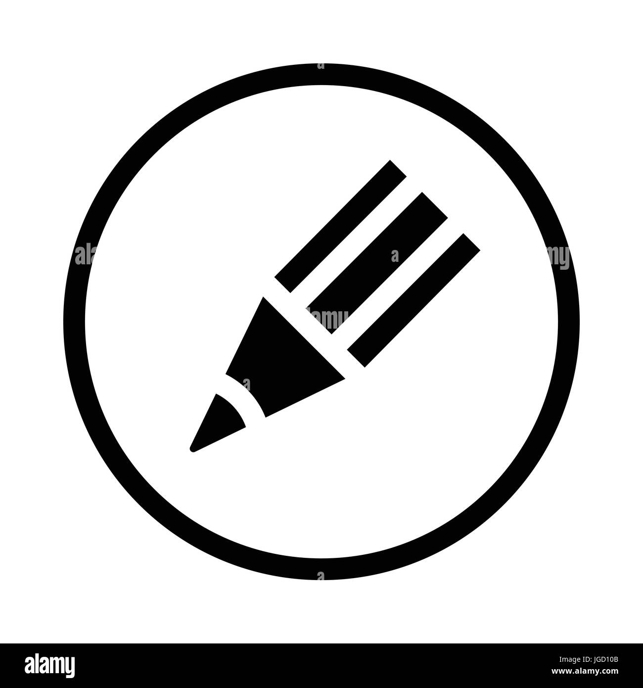 Bleistift-Symbol, Wahrzeichen in einem Kreis auf weißem Hintergrund. Vektor Designikonen. Stock Vektor