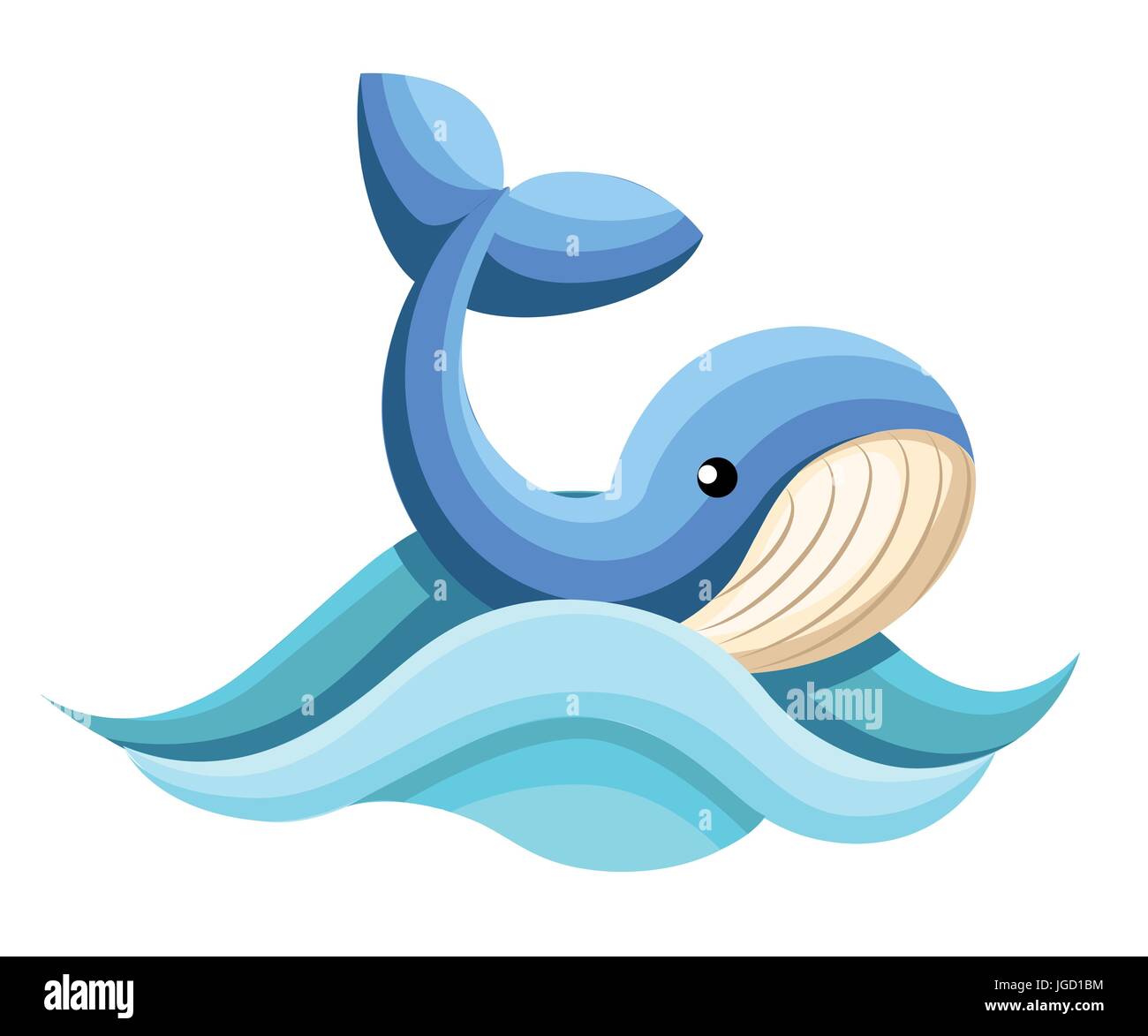 Cartoon Wal Vektor Karte süß glücklich Ozean Wal. Schöne Karte kindisch. Lächelnd Wal. Webseite und mobile app-Design-Vektor-element Stock Vektor