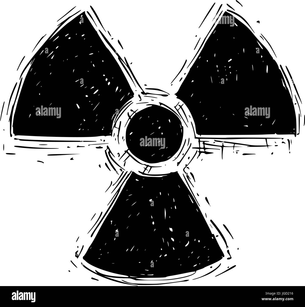Vektor Doodle Handzeichnung Symbol für radioaktive Strahlung. Stock Vektor