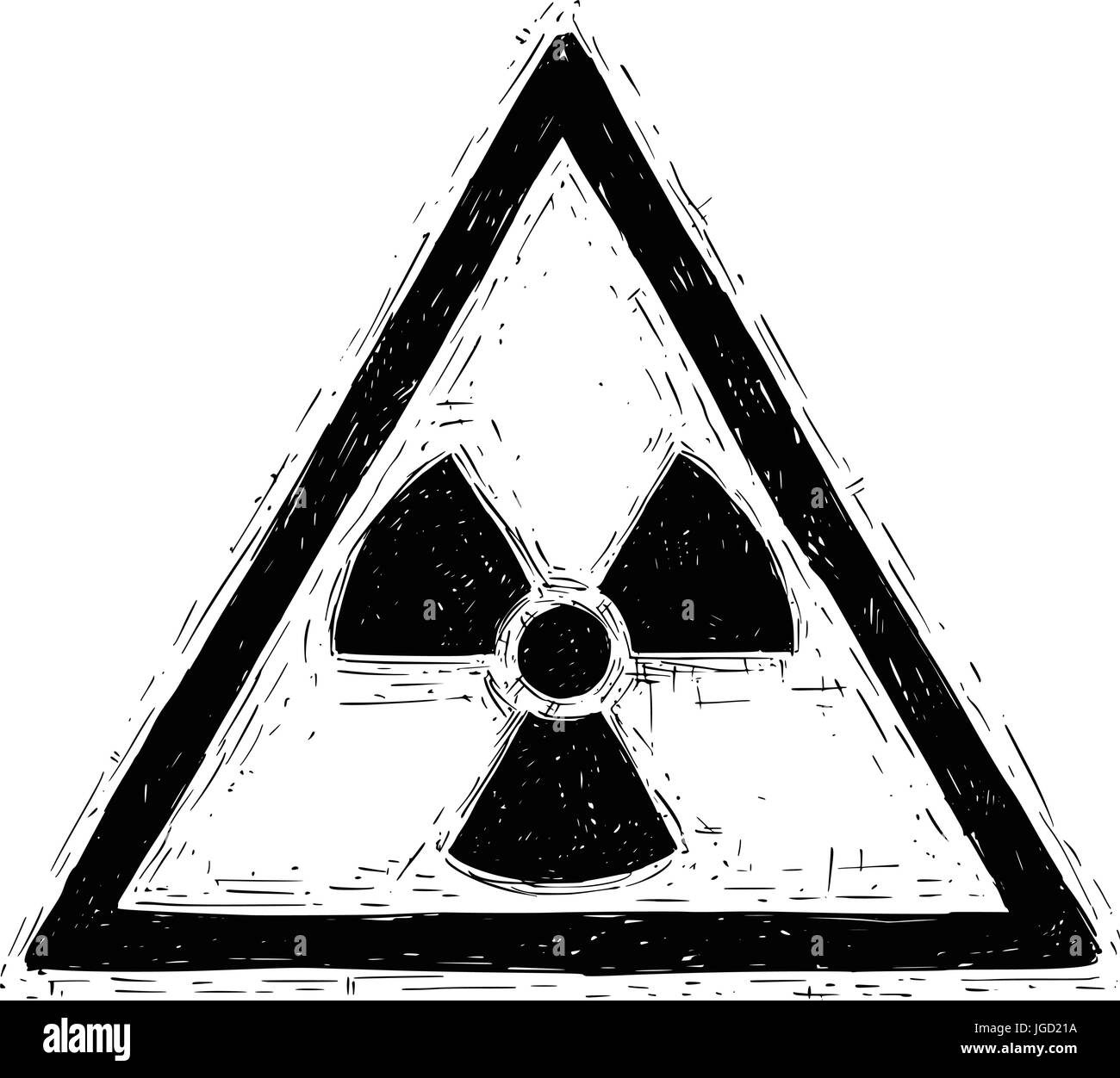 Vektor Doodle Handzeichnung Symbol für radioaktive Strahlung. Stock Vektor