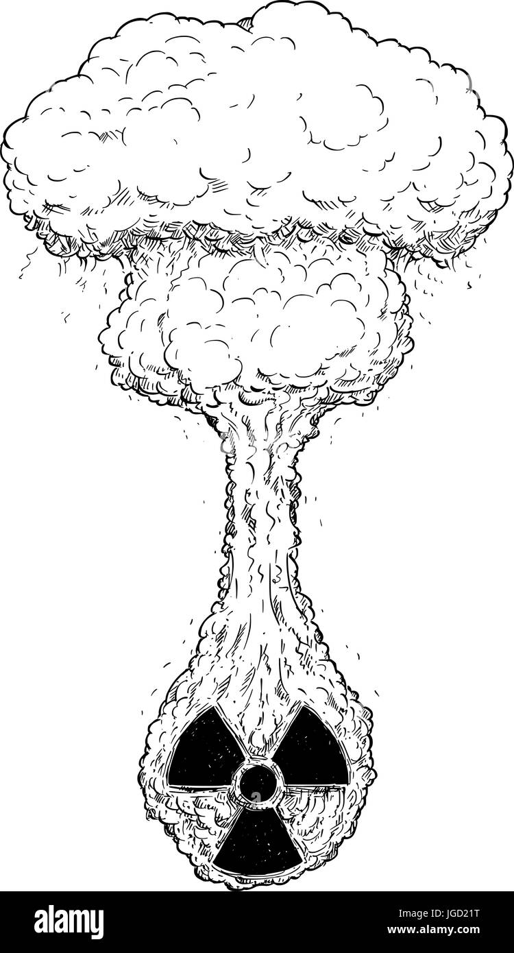 Vektor Doodle Handzeichnung Illustration der Kernstrahlung Explosion das Symbol aus. Stock Vektor