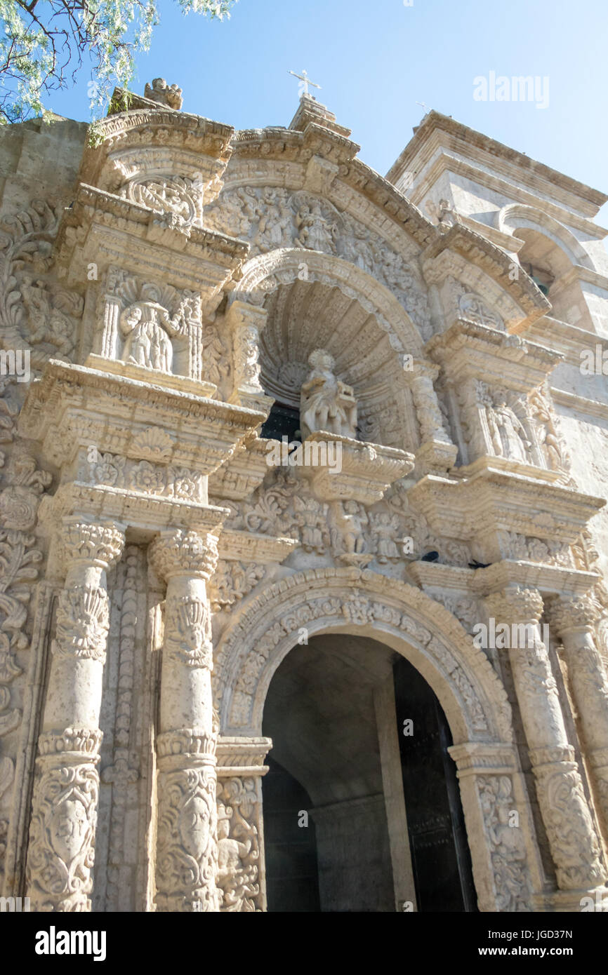 Yanahuara Kirche / Kirche San Juan Bautista de Yanahuara - Arequipa, Peru Stockfoto