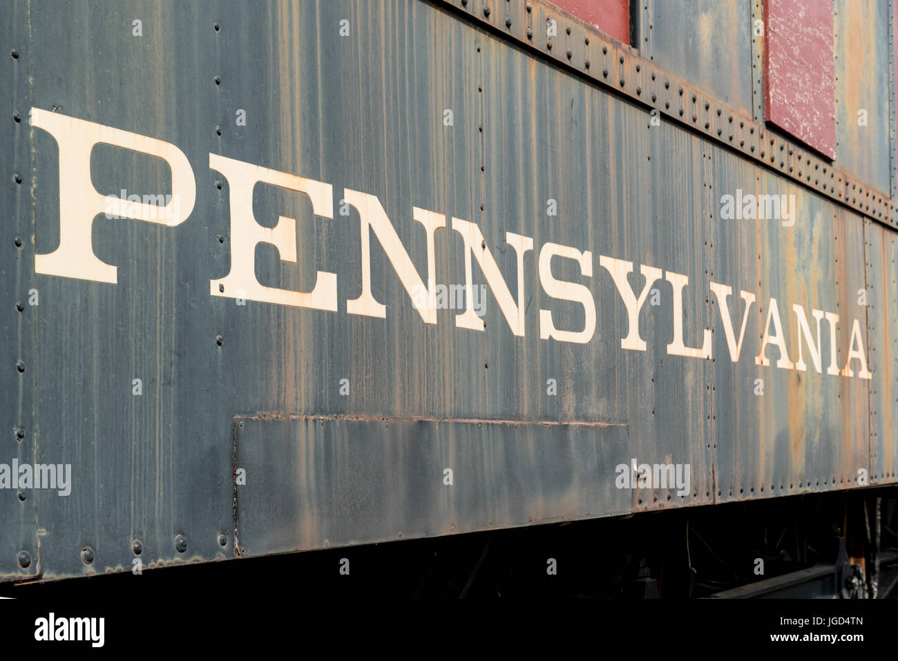 Die Seite der eine alte rostige Dampflok aus Pennsylvania Railroad Stockfoto