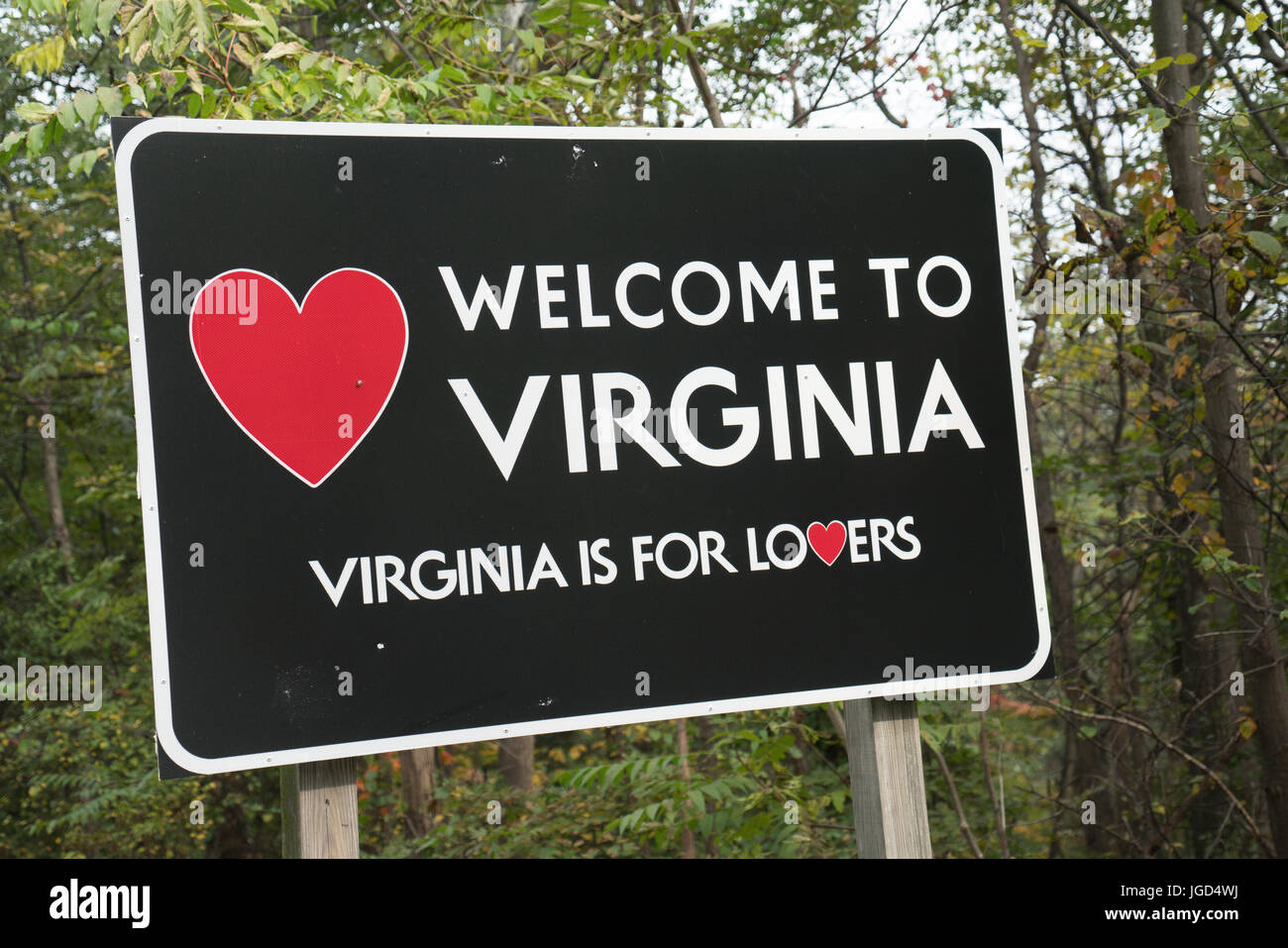 Willkommen bei Virginia Sign - Virginia ist für Liebhaber Stockfoto