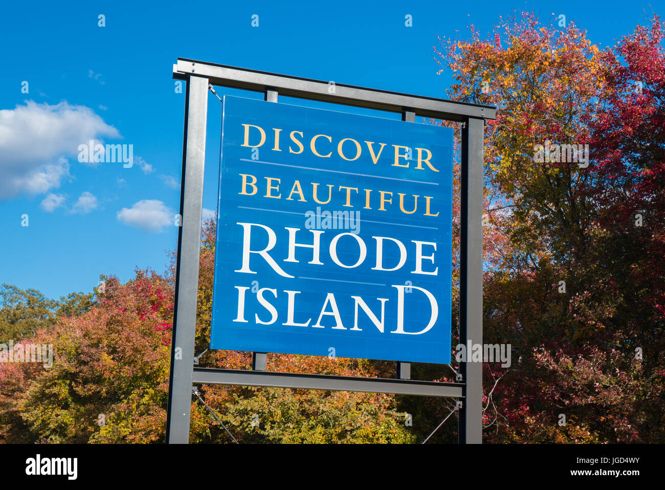 Entdecken Sie schöne Rhode Island Willkommensschild Stockfoto