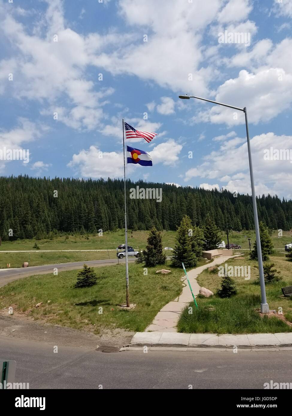 Uns und Colorado Flags Stockfoto