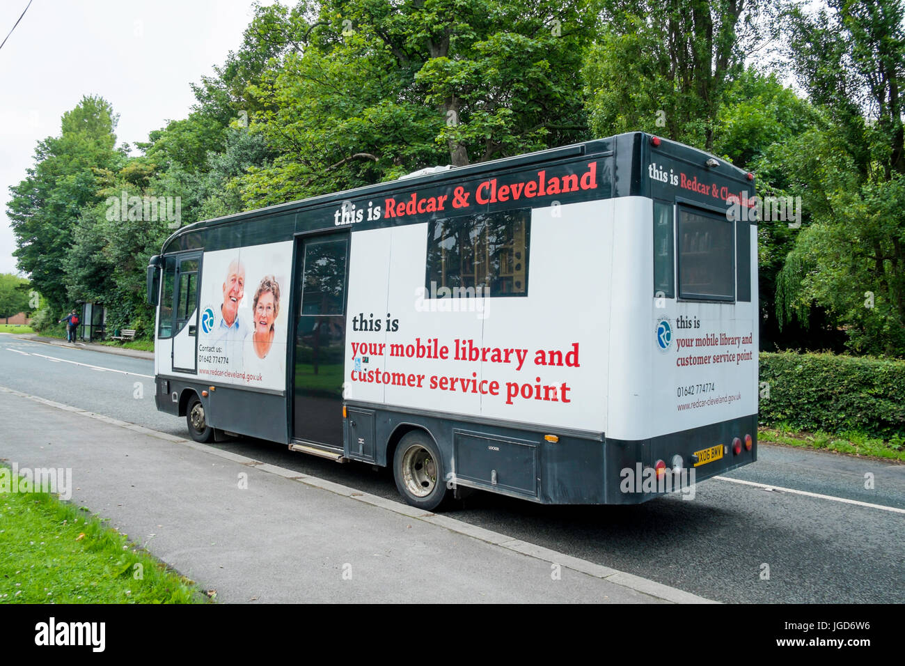 Redcar und Cleveland Rat mobile Bibliothek, die einen regelmäßigen Service bietet auf entlegene Teile der Gemeinde für alle, die Zugriff auf eine Bibliothek nicht Stockfoto