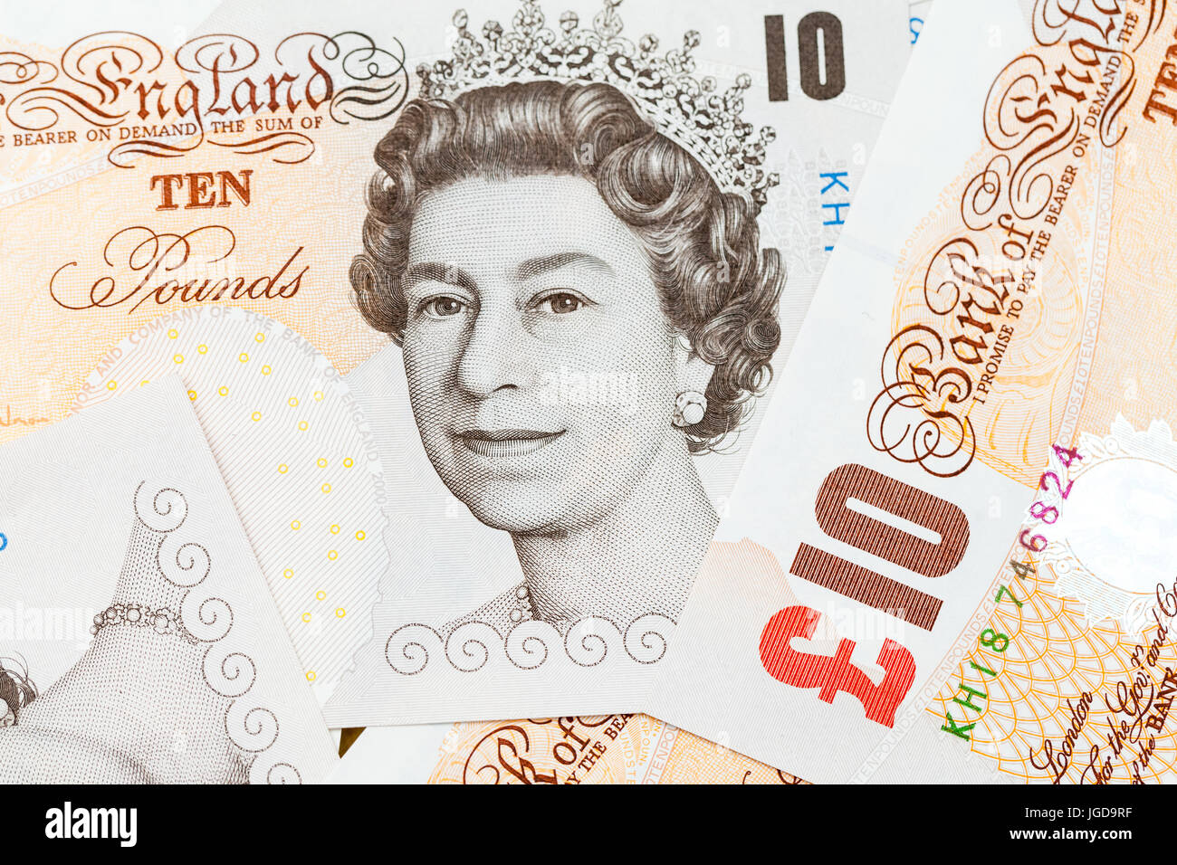 Zehn Pfund-Noten der Bank von England. Nahaufnahme Foto Stockfoto