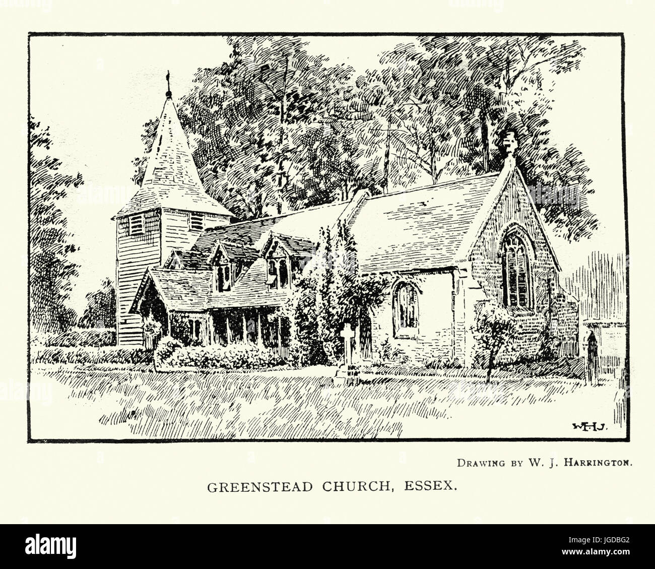 Greensted Kirche, in dem kleinen Dorf von Greensted-Juxta-Ongar, in der Nähe von Chipping Ongar in Essex, England, ist die älteste Holzkirche in der Welt Stockfoto