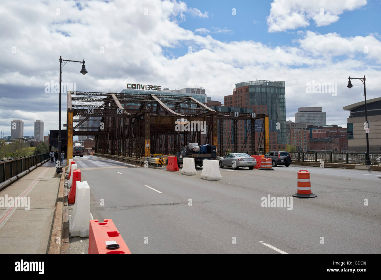 Rostiges Metall Der charlestown North Washington Street Bridge Boston USA Stockfoto