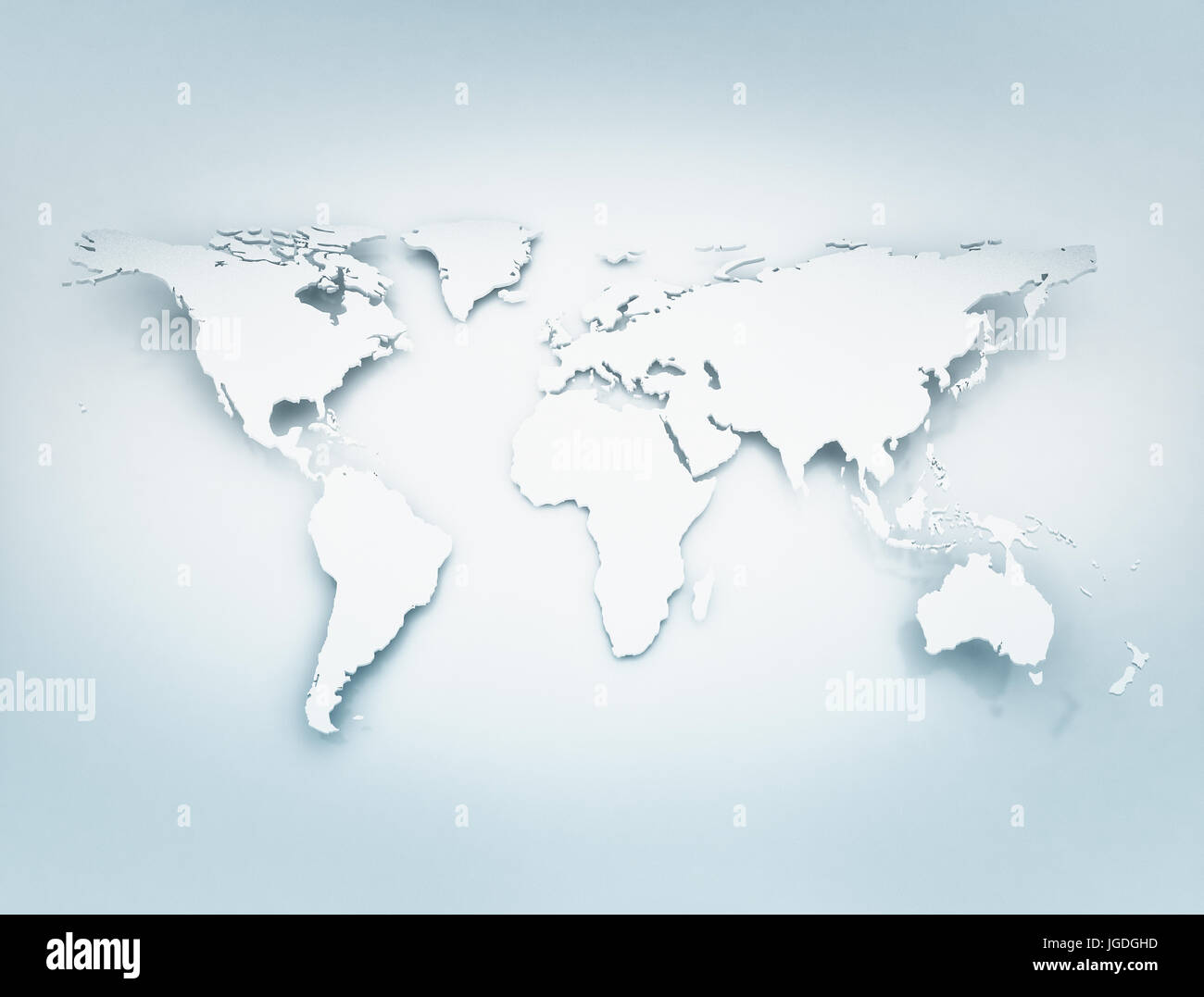 Weltkarte 3D. Biegen mit Schatten Stockfoto