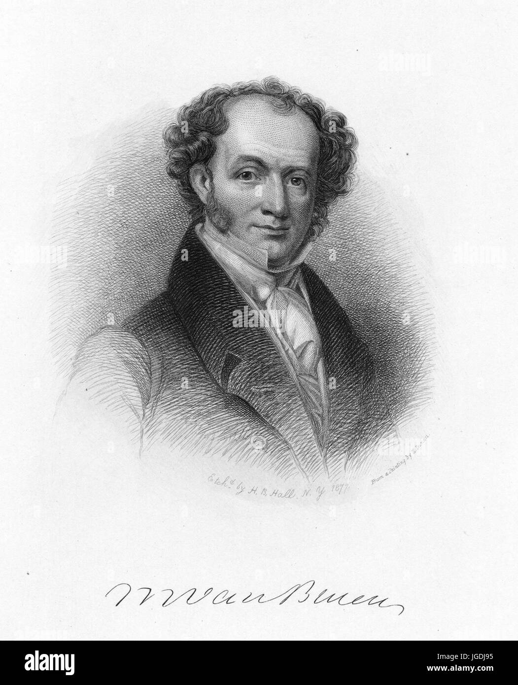 Gravierte Portrait von Martin Van Buren, Politiker und der 8. Präsident der Vereinigten Staaten, 1843. Von der New York Public Library. Stockfoto