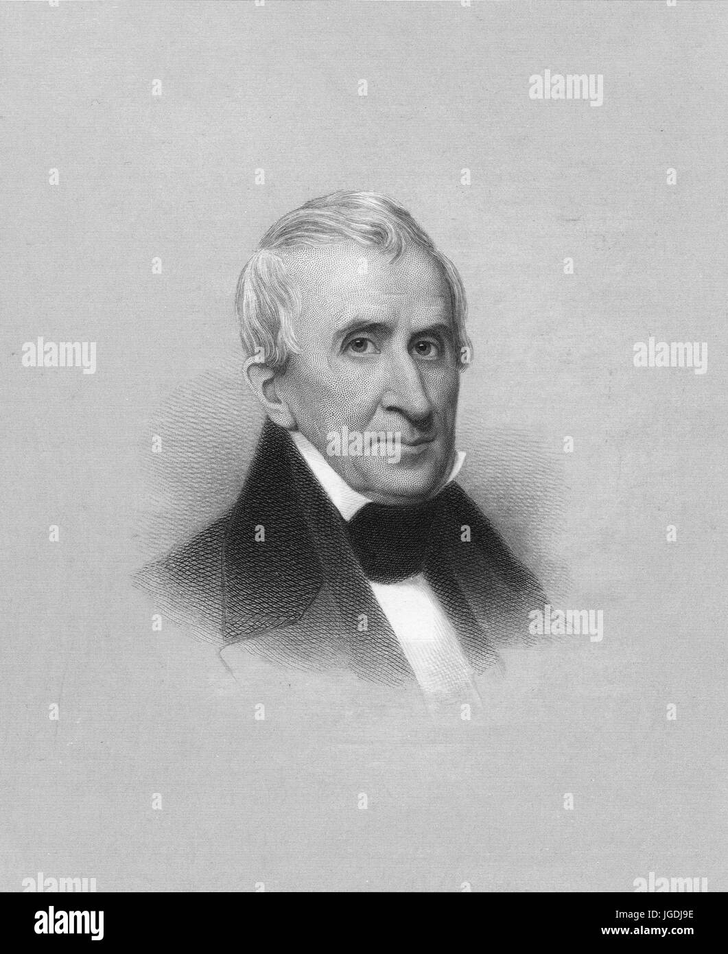 Gravierte Portrait von Harrison, 9. Präsident der Vereinigten Staaten, die an einer Lungenentzündung 31 Tage in seiner Präsidentschaft, 1843 gestorben. Von der New York Public Library. Stockfoto