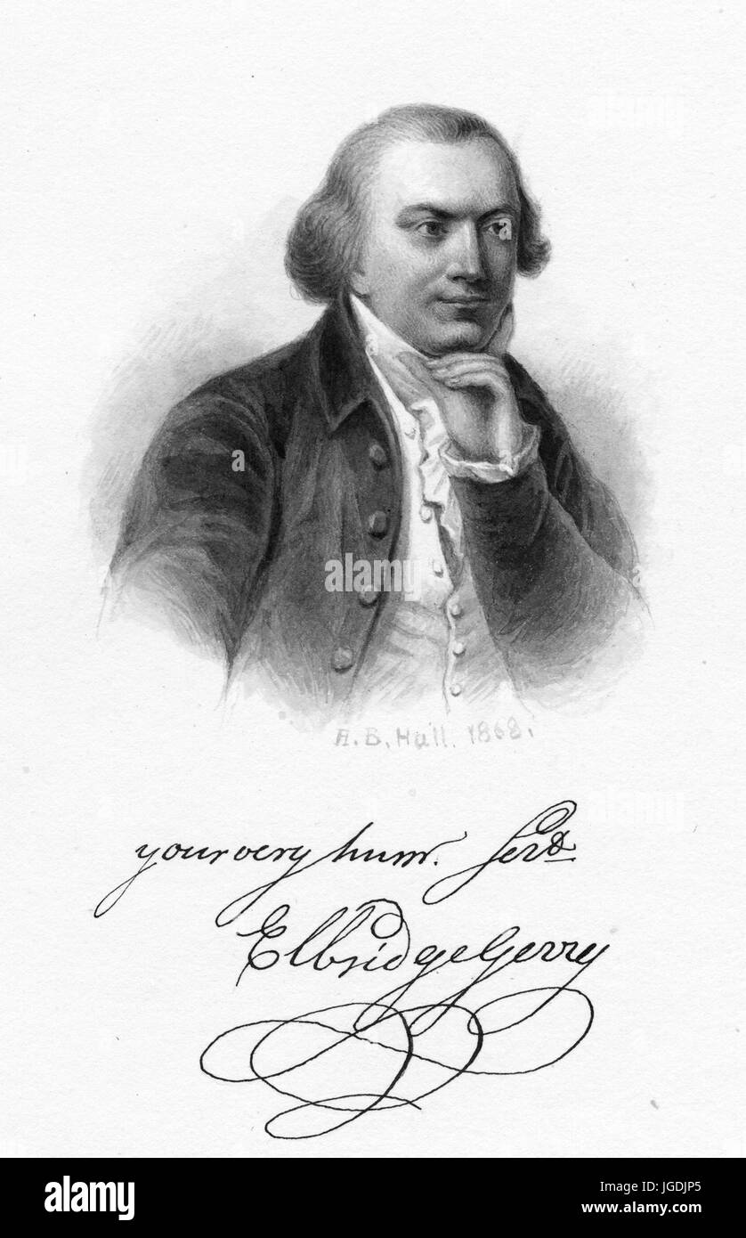 Gravierte Portrait Elbridge Gerry, der fünfte Vize-Präsident der Vereinigten Staaten, 1868. Von der New York Public Library. Stockfoto