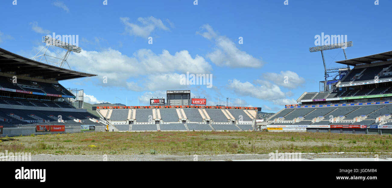 Christchurch, New Zealand - 12. Oktober 2013: Lancaster Park, ehemals Jade-Stadion und derzeit bekannt als AMI Stadium durch Sponsoring-Rechte-Lügen Stockfoto
