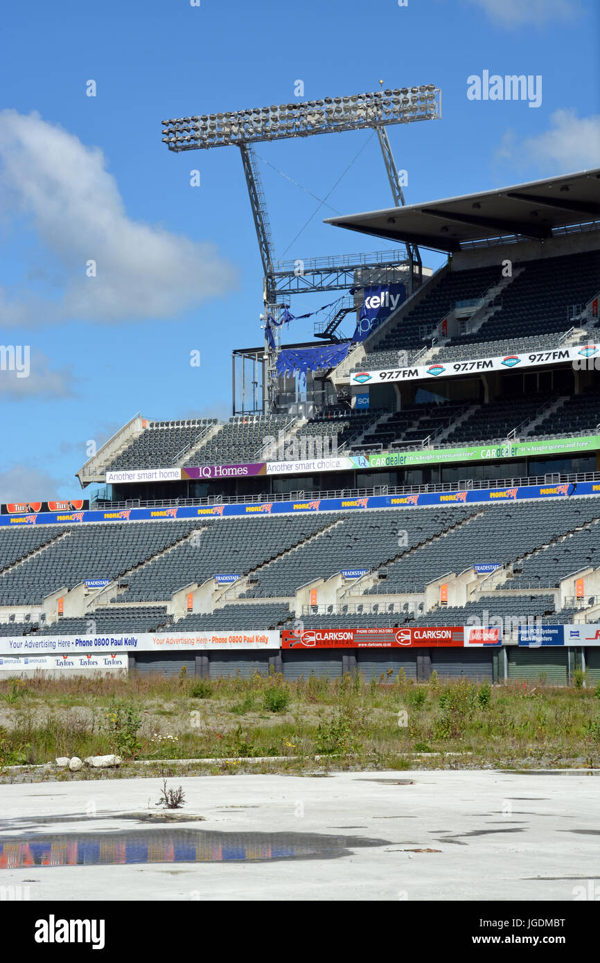 Christchurch, New Zealand - 12. Oktober 2013: Lancaster Park, ehemals Jade-Stadion und derzeit bekannt als AMI Stadium durch Sponsoring-Rechte-Lügen Stockfoto