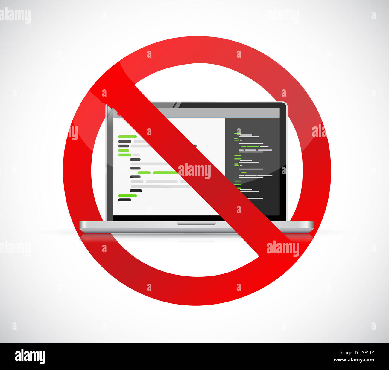 Codierung nicht erlauben Computer elektronische über einen weißen Hintergrund Stockfoto