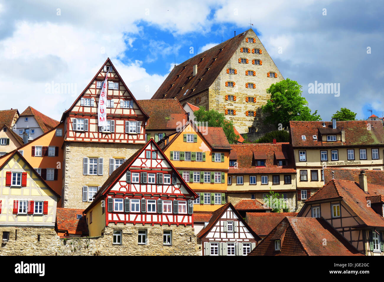 In Schwäbisch Hall, Baden, Württemberg, Baden-Württemberg, Deutschland, Hohenlohe, Stuttgart, Herd, Herd Tal, Haus Teil, Fluss Stockfoto
