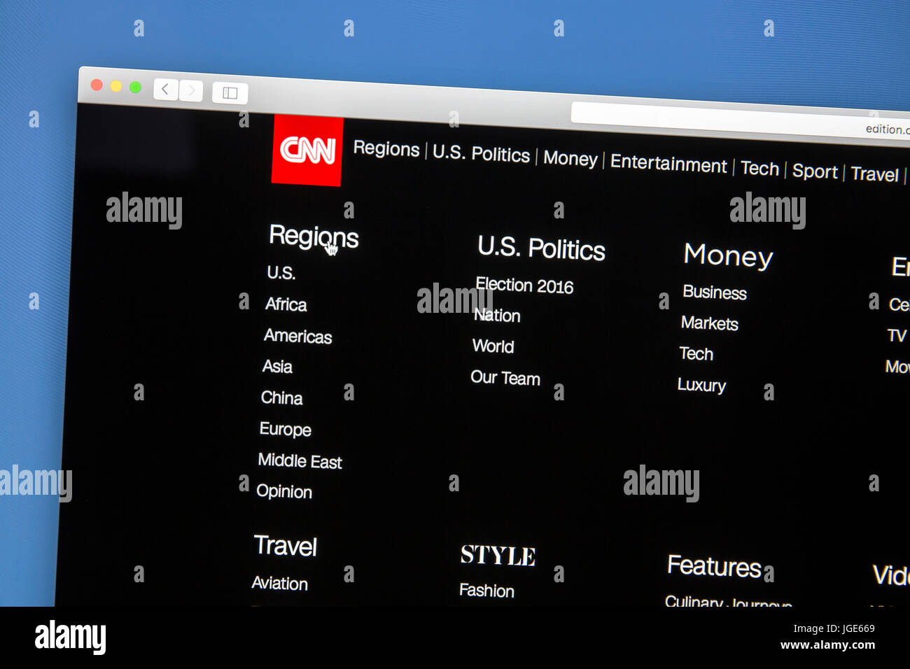 CNN-Website auf einem Computer-Bildschirm. CNN ist ein amerikanischer grundlegende Kabel- / Sat-TV-Sender Stockfoto