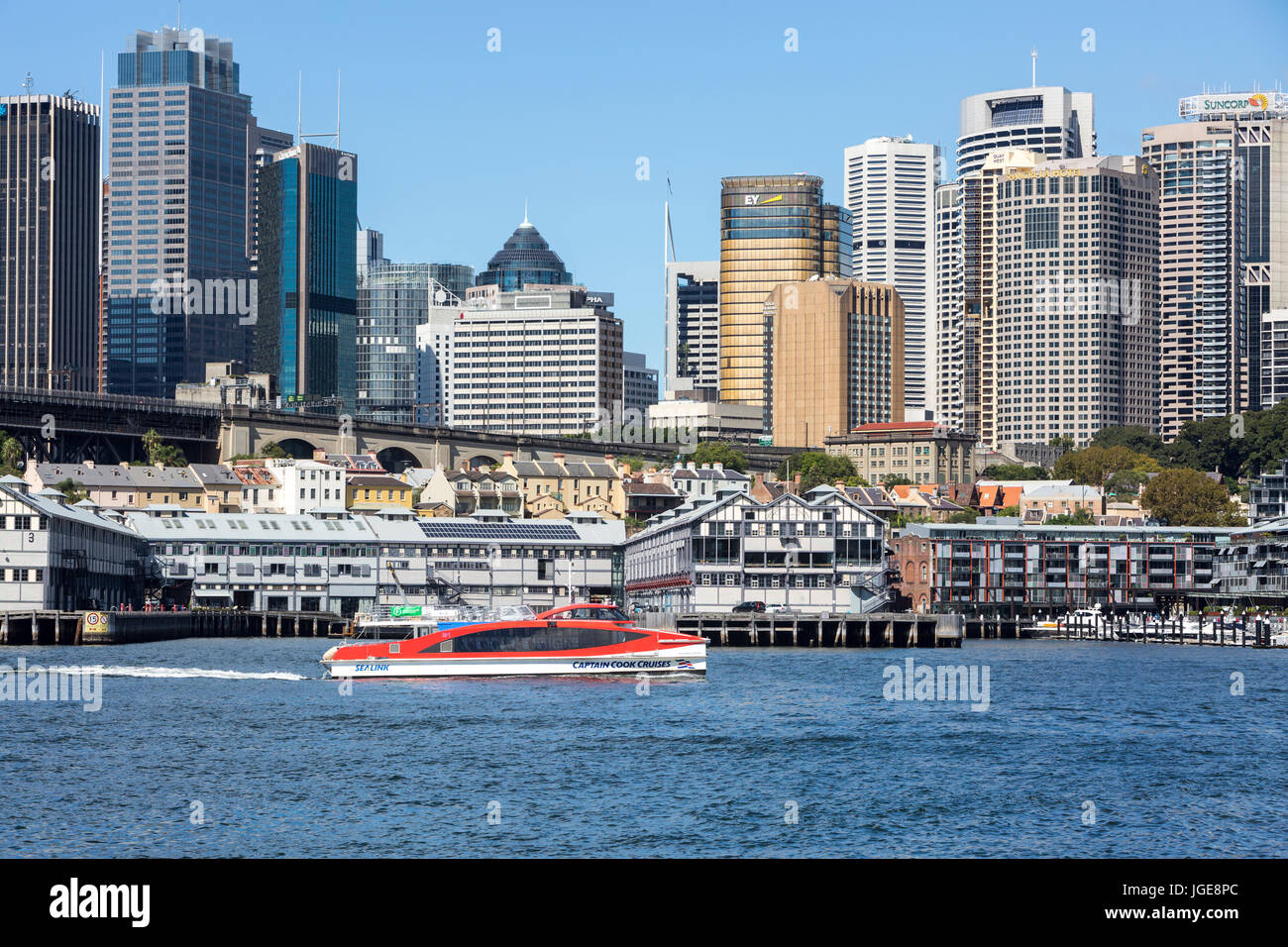 Sydney City Zentrum Stadt und Hafen von Walsh Bay, Sydney, Australien Stockfoto
