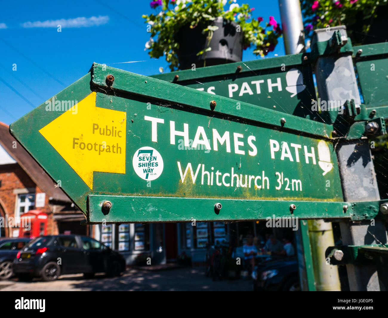 Thames Path Zeichen, Goring-on-Thames, Oxfordshire, England Stockfoto