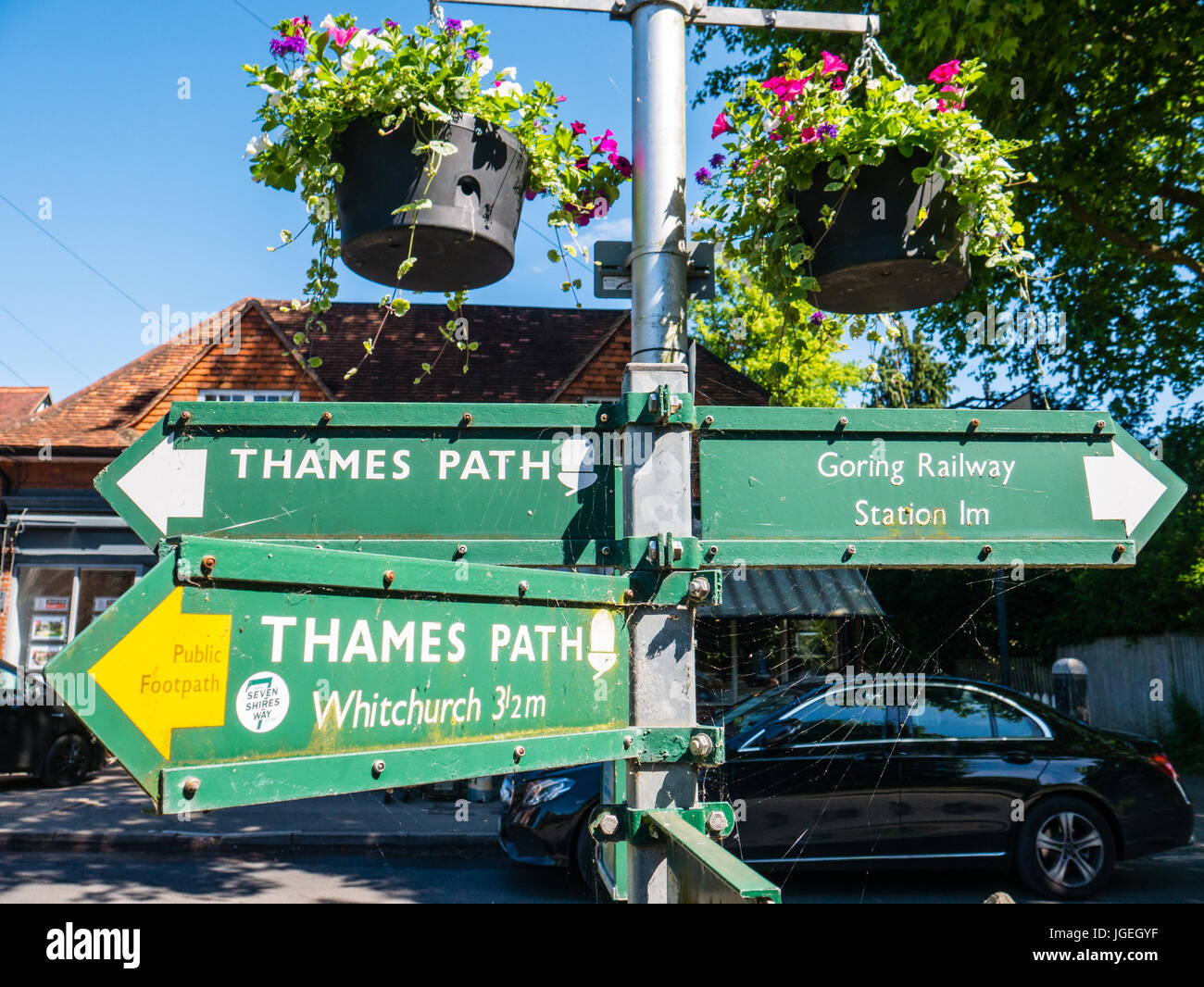 Thames Path Zeichen, Goring-on-Thames, Oxfordshire, England Stockfoto