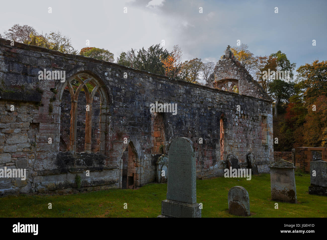 Die Ruinen der alten Tempel Kirk, Midlothian, Scotland Stockfoto