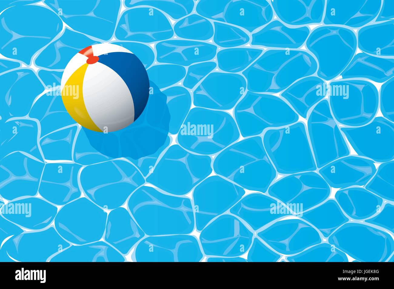 Beach-Ball in einen blauen Pool schweben. Sommer Hintergrund. Stock Vektor