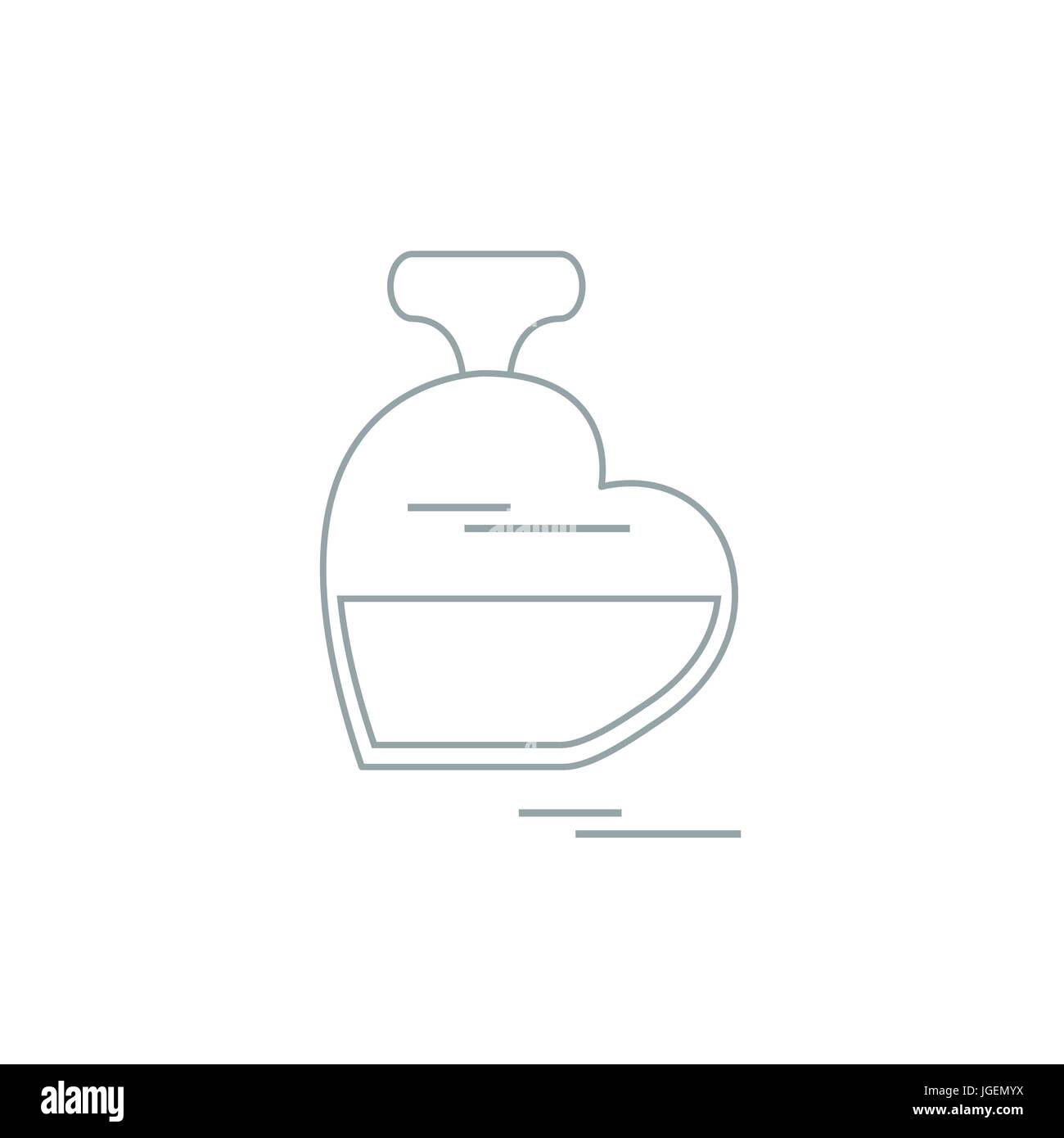 Niedliche Vektor-Illustration von Parfüm-Flasche in Form von Herzen. Design für Banner, Flyer, Poster oder Druck. Grußkarte zum Valentinstag. Stock Vektor