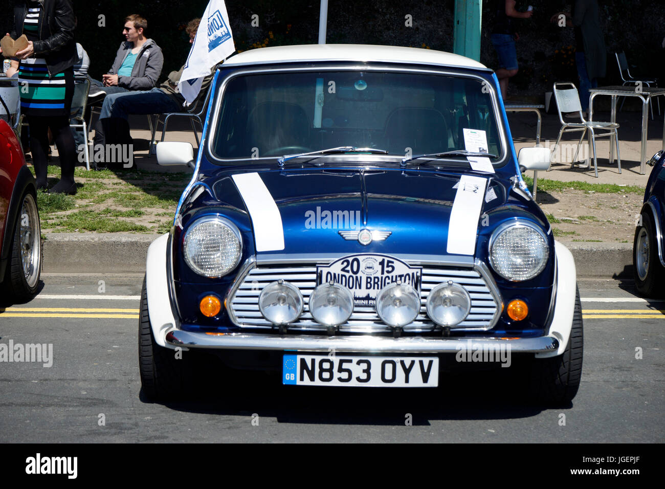 Brighton, UK - 17. Mai 2015: London to Brighton Mini Auto Run. Diese jährliche Veranstaltung wird von London und Surrey Mini Owners Club organisiert. Stockfoto