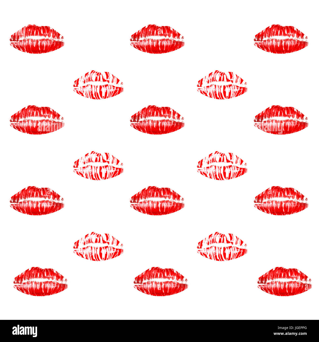 rote Lippen küssen Marken Muster Stockfoto