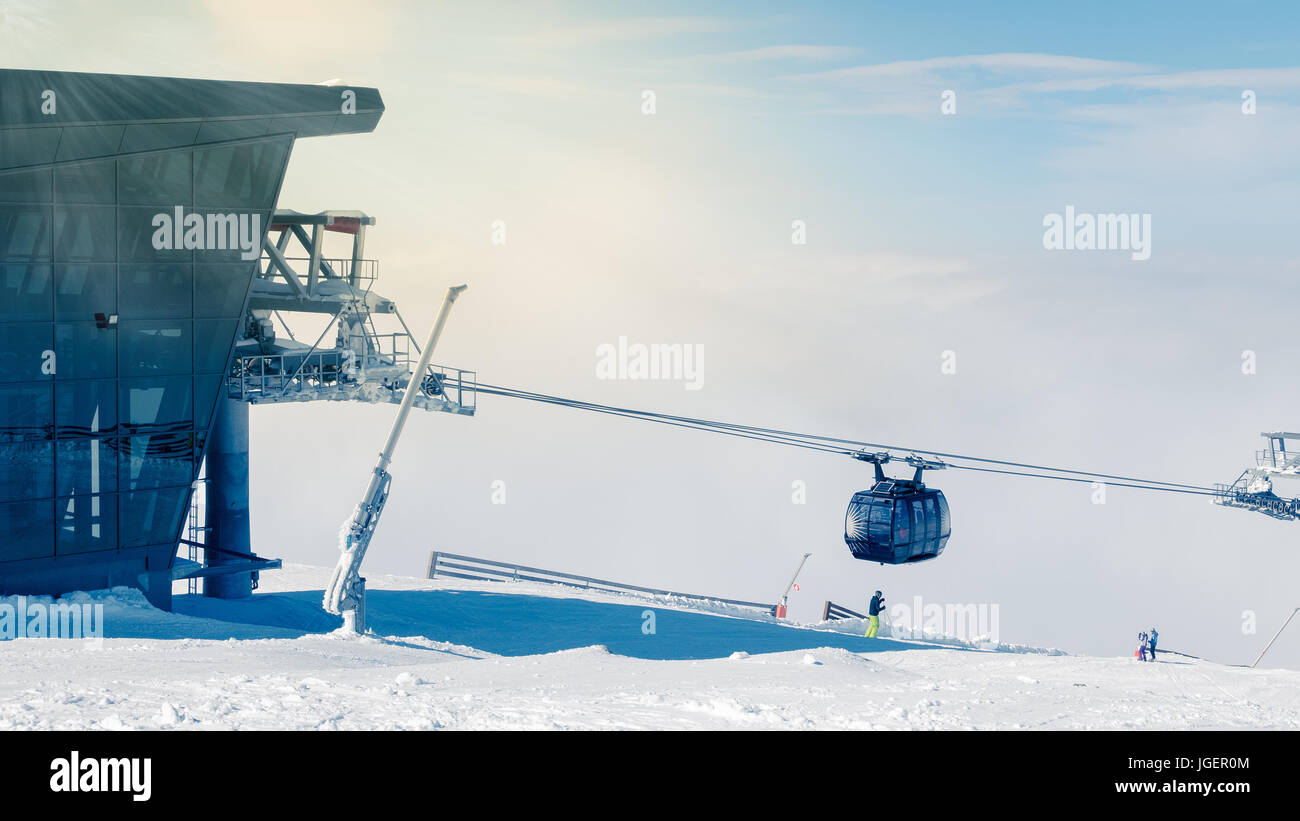 Bergstation der Chopok - Jasna Ski Resort Seilbahn heben. Stockfoto