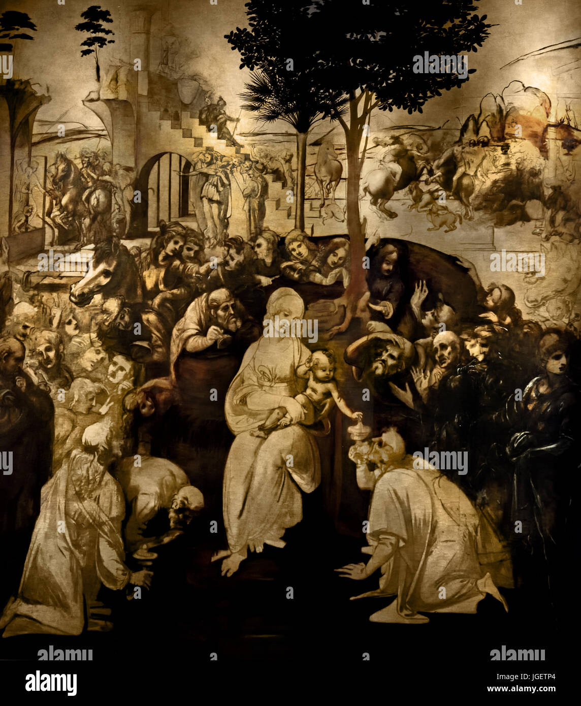Anbetung der Heiligen drei Könige 1480-1481 Leonardo da Vinci 1480-1481 (Herkunft: Kirche des Heiligen Augustinus von San Donato ein Scopeto in Florenz) Italien Italienisch Stockfoto