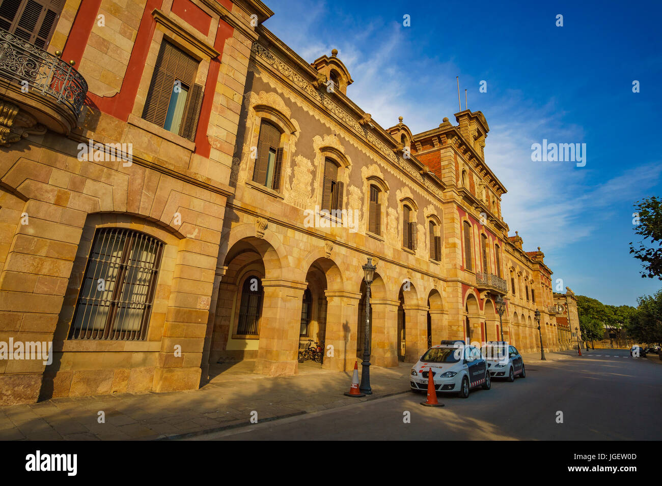 Gebäude des katalanischen Parlament befindet sich in Ciutadella Park, entworfen von dem Architekt und Militär-Ingenieur Próspero de Verboom. Barcelona-Katalonien Stockfoto