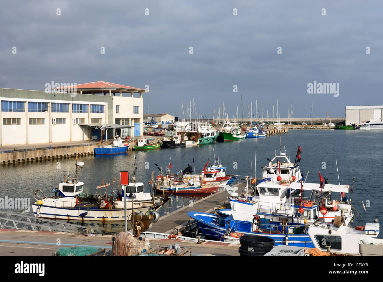 Fischerei Hafen von Canet de Mar, El Maresme, Barcelona Provinz, Katalonien, Spanien Stockfoto