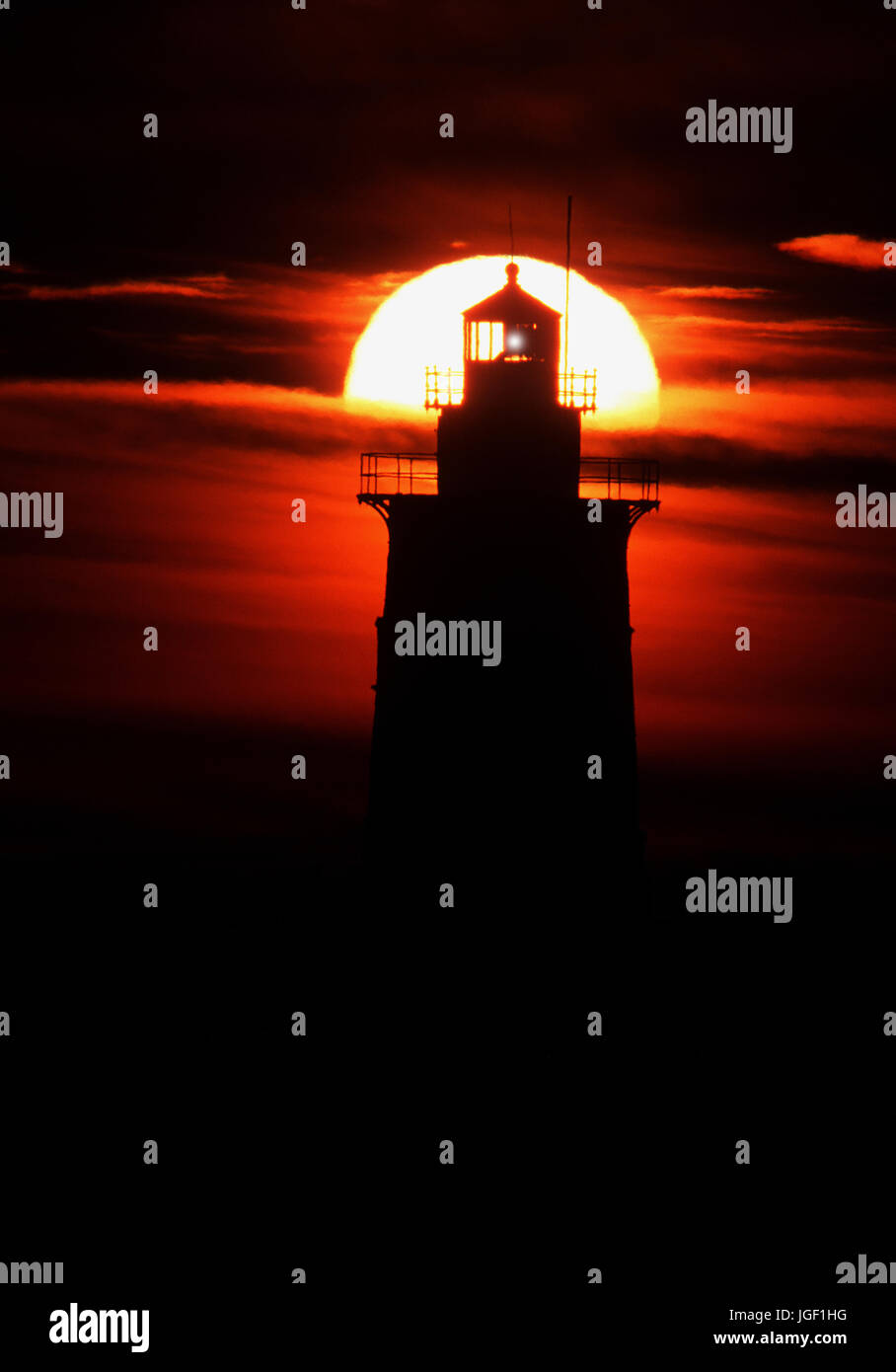 Sakonnet Licht, erbaut im Jahre 1884, ist eine Zündkerze Leuchtturm in der Nähe von Sakonnet Point, Little Compton, Rhode Island, auf der östlichen Seite des Staates.  Der lig Stockfoto