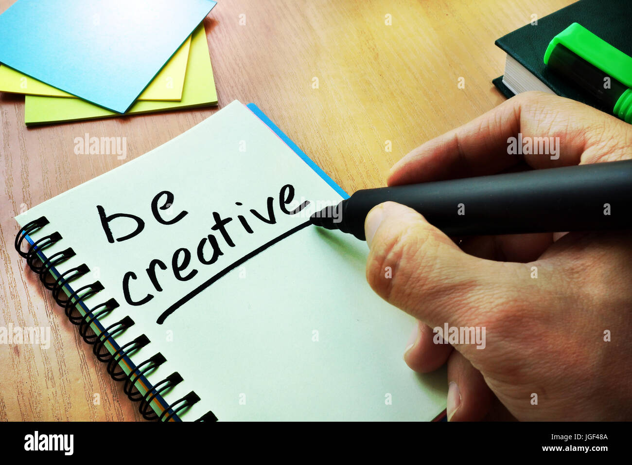 Hand schreiben Titel seien Sie kreativ. Inspiration-Konzept. Stockfoto