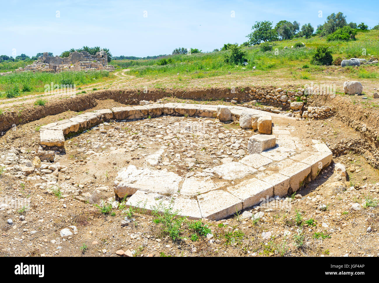Die zerstörten Stiftung des alten Gebäudes in Patara archäologische Stätte, Türkei Stockfoto