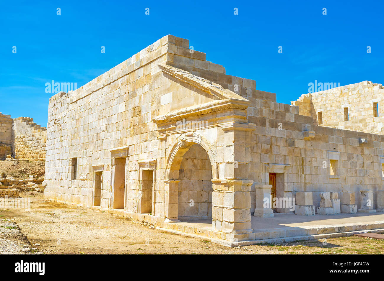 Die restaurierten Bouleuterion - die lykischen Parlamentsgebäude, die Meetplace der gewählten Vertreter der Stadt Patara, Türkei Stockfoto