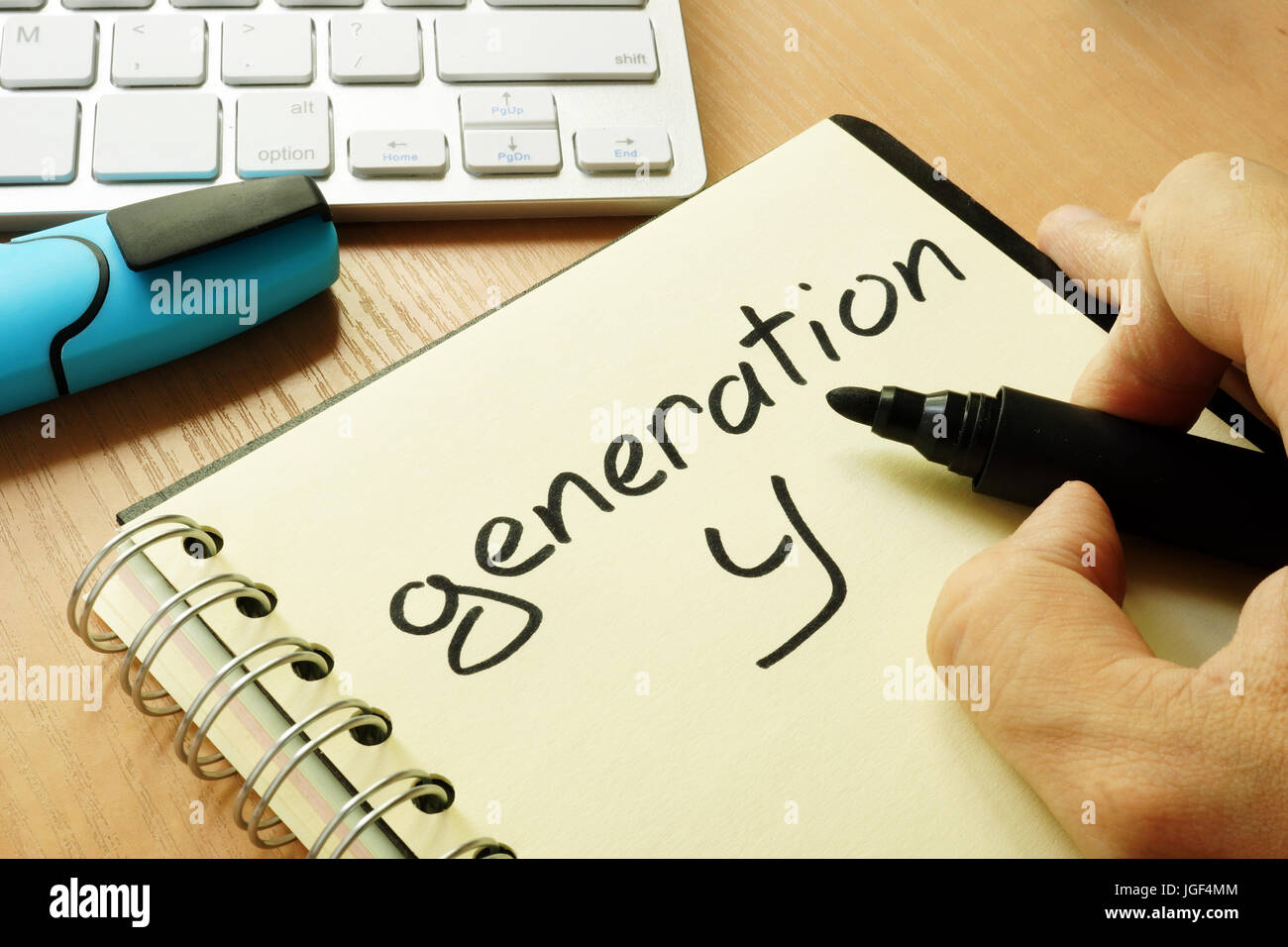 Generation Y handschriftlich in einer Notiz. Millennials Konzept. Stockfoto