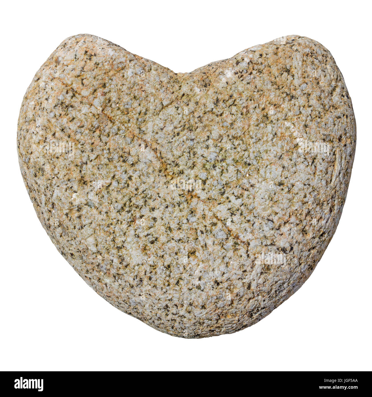 Naturgranit Herz aus Stein, die isoliert auf weiss. Stockfoto