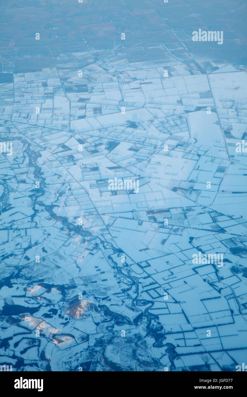Verschneite Ackerland in der Nähe von Oxford, Canterbury, Südinsel, Neuseeland Stockfoto